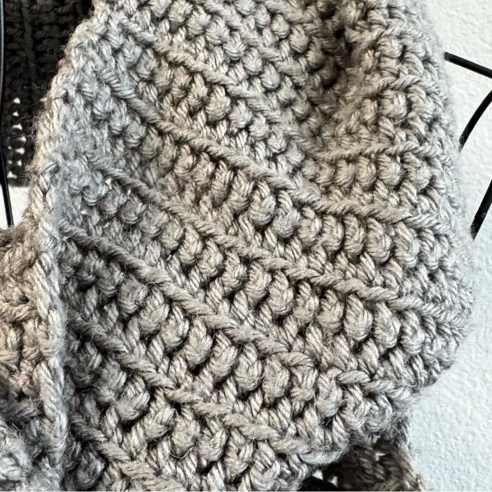 Elegant Gray Hand Crocheted Scarf